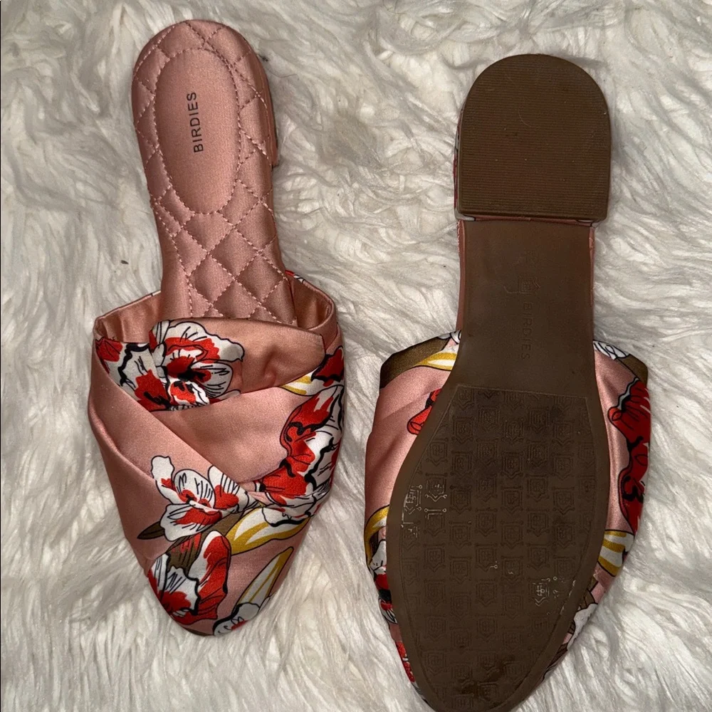 Birdies Songbird Mule Peach Floral Satin - Picture 7 of 7